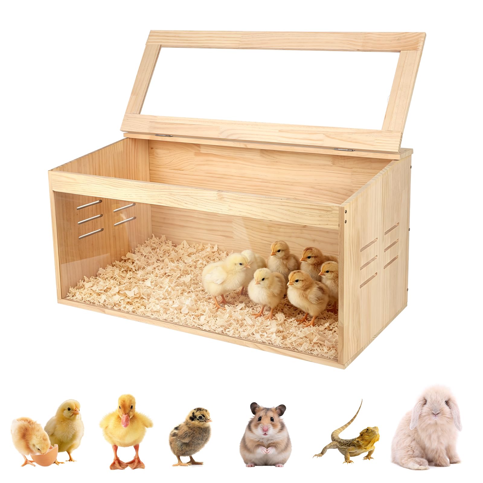 Hamsterkäfig aus Holz, Kleintierkäfig mit klappbarem Deckel, Acrylfenster und Belüftungslöchern 80x40x40cm Nagerkäfig für Hamster, Meerschweinchen, Zwergkaninchen, Küken und Reptilien