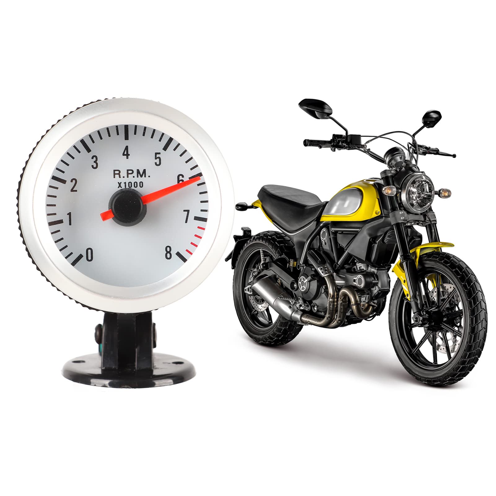 Contagiri 52 Mm con Puntatore Rosso e Quadrante Elettronico Retroilluminato per Veicoli a Benzina, Adatto per Motori 1 4 6 8 Cilindri, Contagiri a LED per Auto e Camion