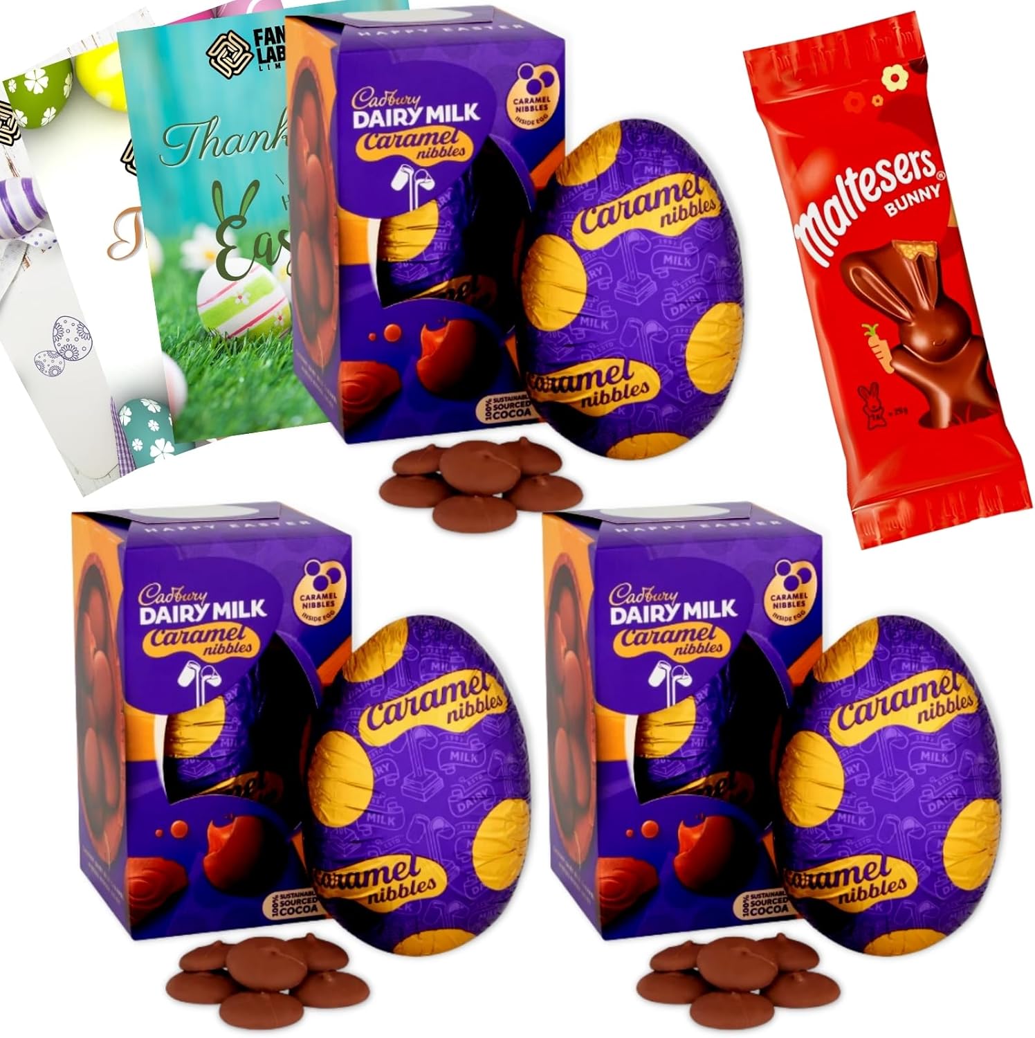 Easter Egg Chocolate Bundle with 3x Cadbury Caramel Nibbles Easter Egg