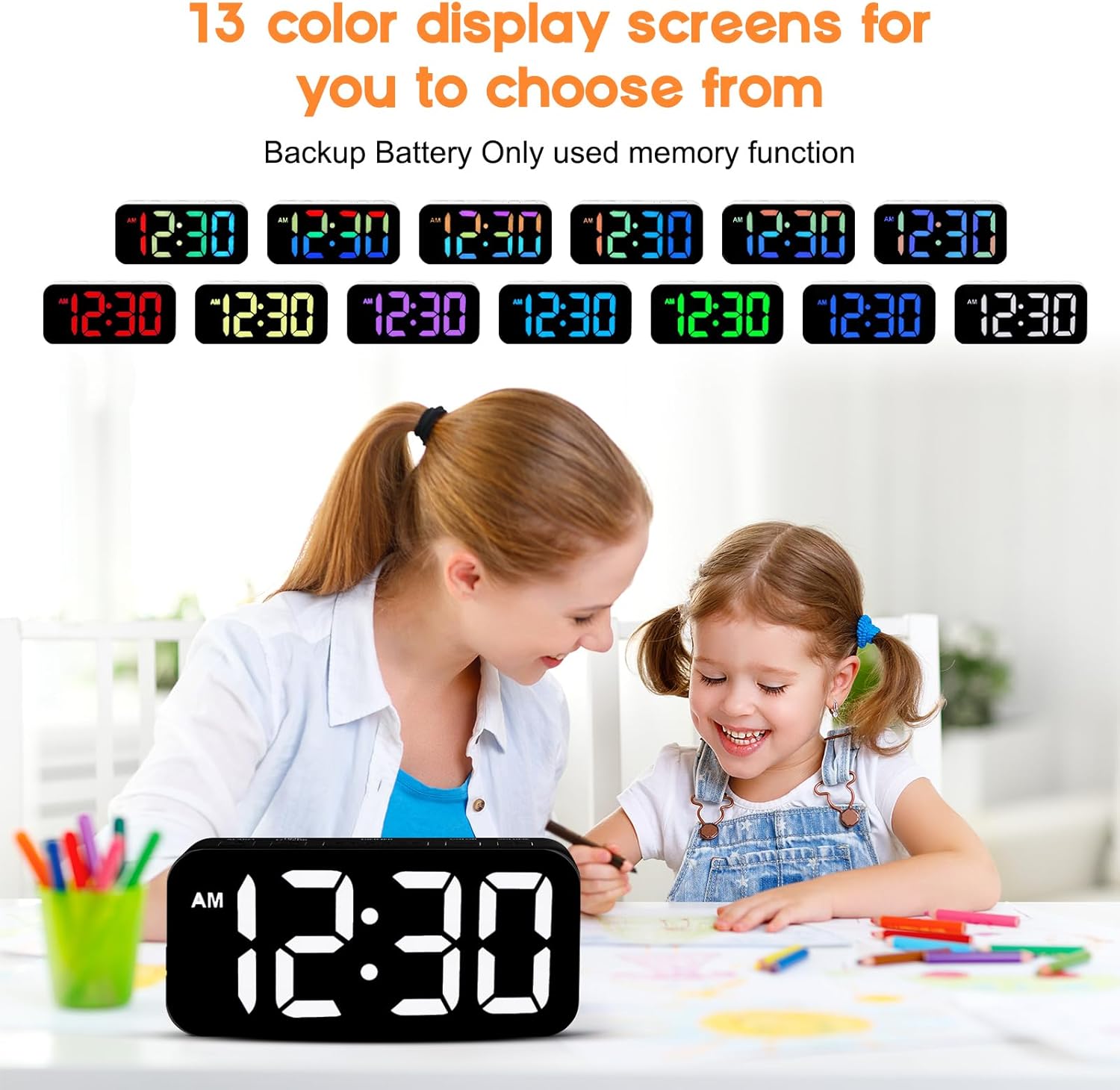 Rise and Shine: The Ultimate Loud Alarm Clock with Color Night Light!