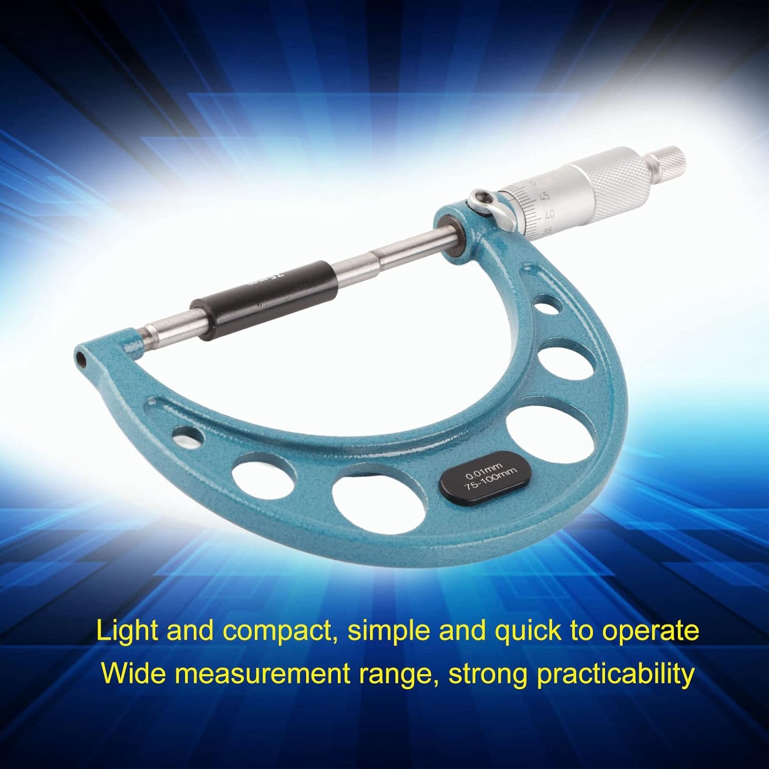 Walfront Outside Micrometer Outer Diameter Micrometer Micrometers Tool Measurement for Metric Thickness Outside Micrometers (75-100mm)