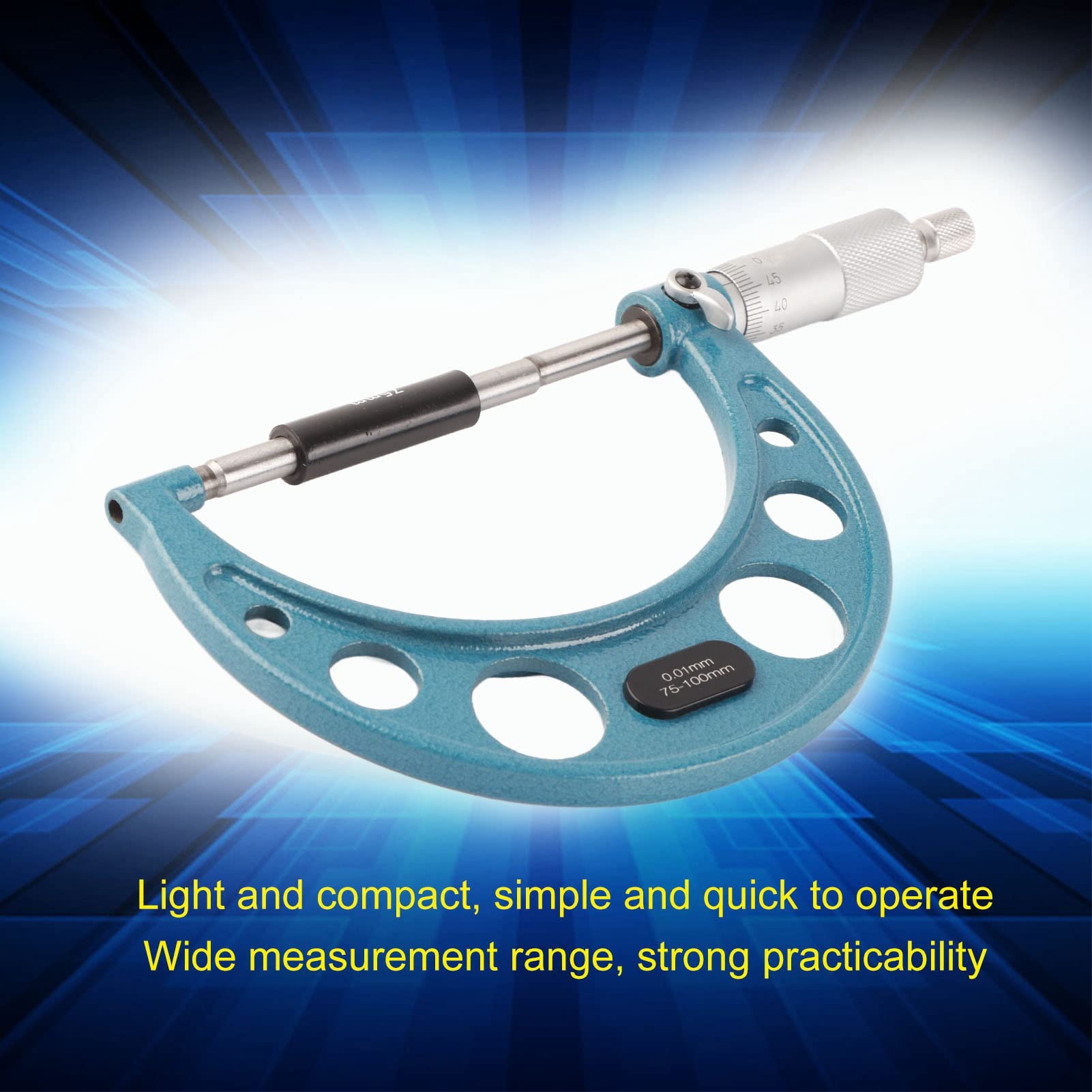 Micrómetro Exterior Acero Inoxidable 75 a 100 mm Alta Precisión 0.01 mm Medición de Espesor Herramienta de Precisión para Calibrar Grosor de Materiales