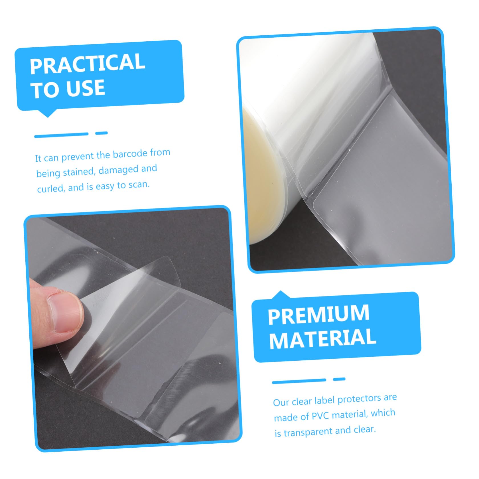 SECFOU Autocollants Transparents en Pvc et Anti-déchirement Lot de 500 pour Protection D'étiquettes Code Barre pour Usage Scolaire et Domestique