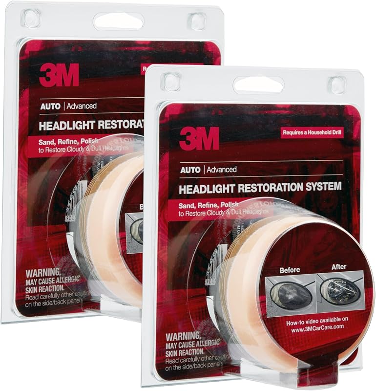 Kit de restauração de lentes de faróis 3M 39008 para remoção de amarelamento – Pacote com 2 kits