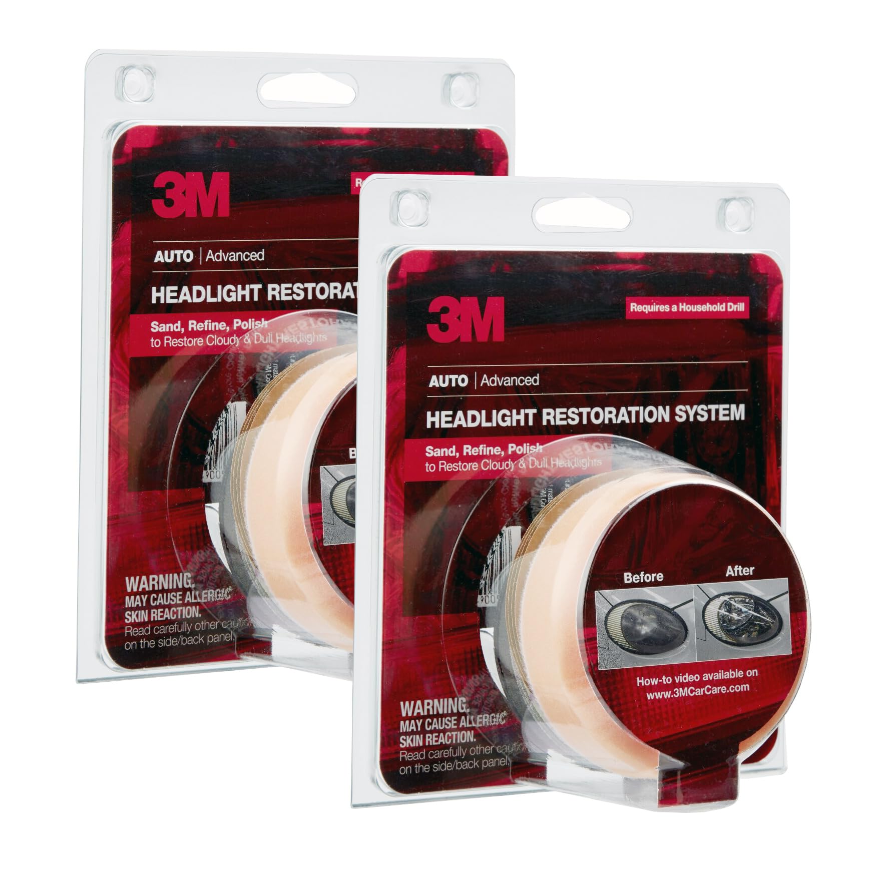 3M Headlight Lens Restoration System 39008 2 Pack