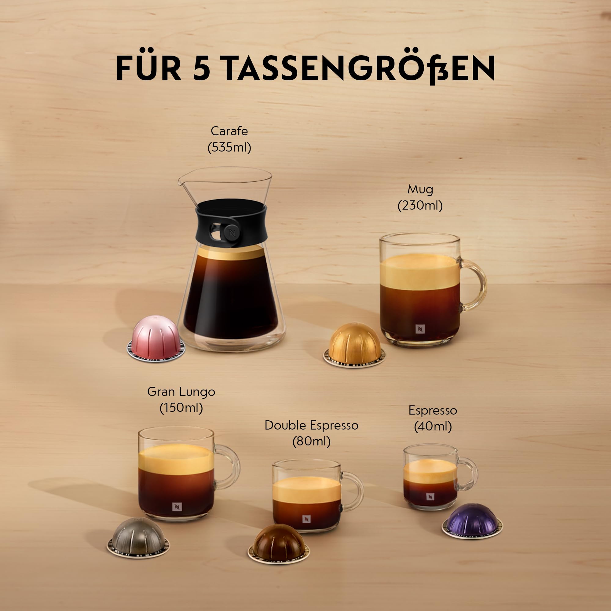 Nespresso Krups XN910B Vertuo Next Kaffeekapselmaschine | 1,1 L Wassertank | Kapselerkennung durch Barcode | 6 Tassengrößen | Power-Off Funktion | 54 % aus recyceltem Kunststoff | Light Grey