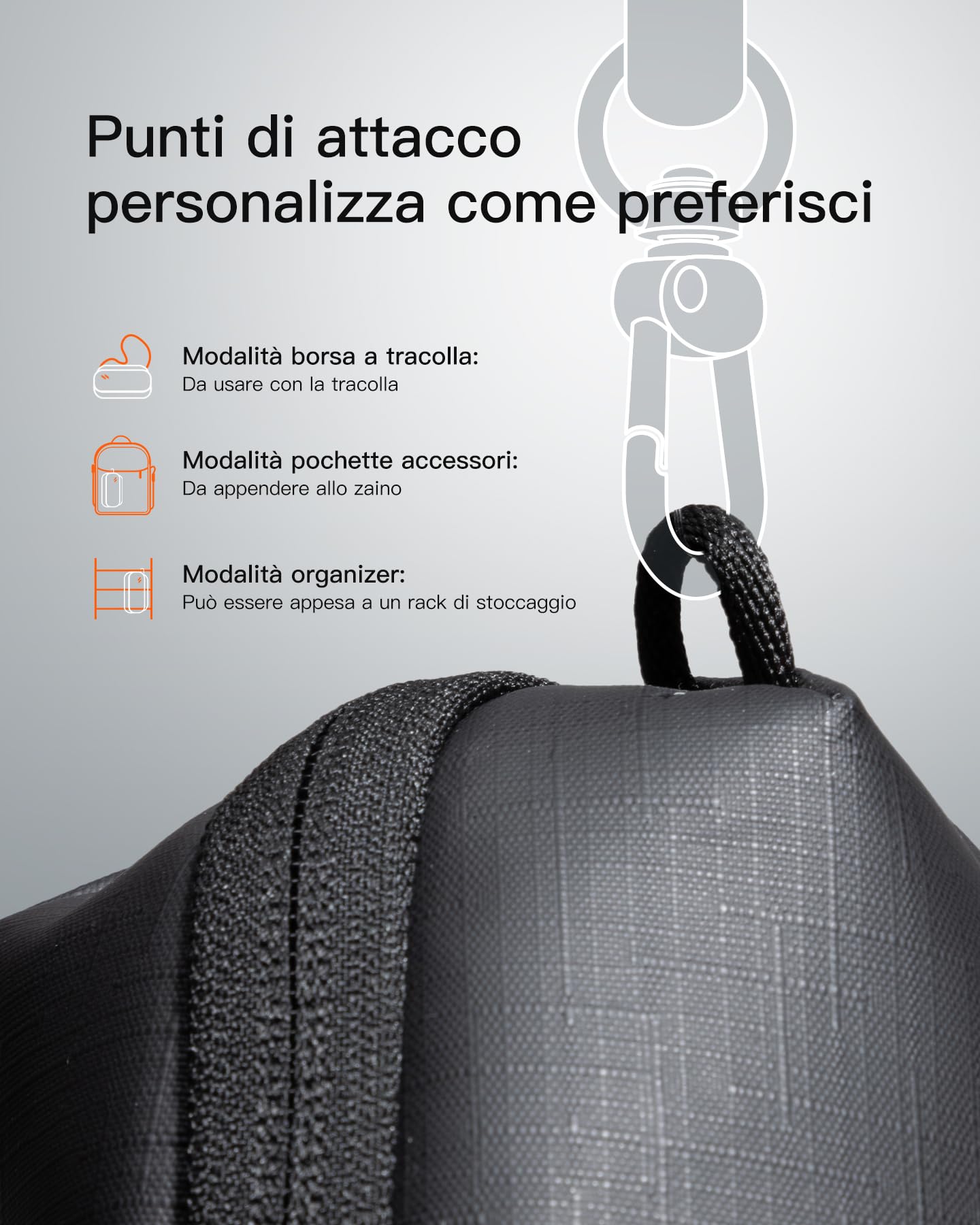 Inateck Organizer Elettronico Portatile, Borsa da Viaggio Resistente agli Spruzzi per Cavi, Power Bank, Hub, Cuffie, Nero