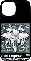Vista 6 de F22 Raptor Fighter Jet Blueprint - Funda para iPhone 16, diseño técnico y especificaciones