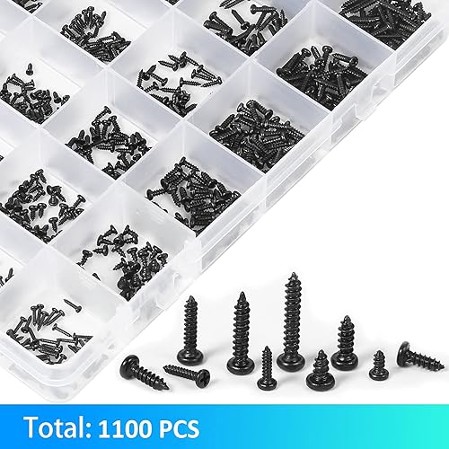 Miniatura 5 de Juego de 1100 tornillos de cabeza redonda para computadora laptop, mini tornillos Phillips avellanados M1.2,M1.4,M1.5,M2 para reparación de