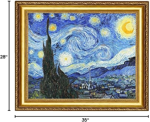 Miniatura 8 de ELITEART -- Noche estrellada por Vincent Van Gogh pintura al óleo de reproducción de arte de pared Giclée impresiones en lienzo con marco de 28 x 35
