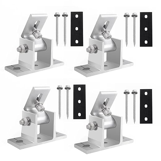 Soporte Panel Solar, Aluminio Herrajes para Soporte Placa Solar Camper Anclaje Estructura Panel Fotovoltaico en Balcon, Caravana, Autocaravanas, Tejado 4 Unidades Plata