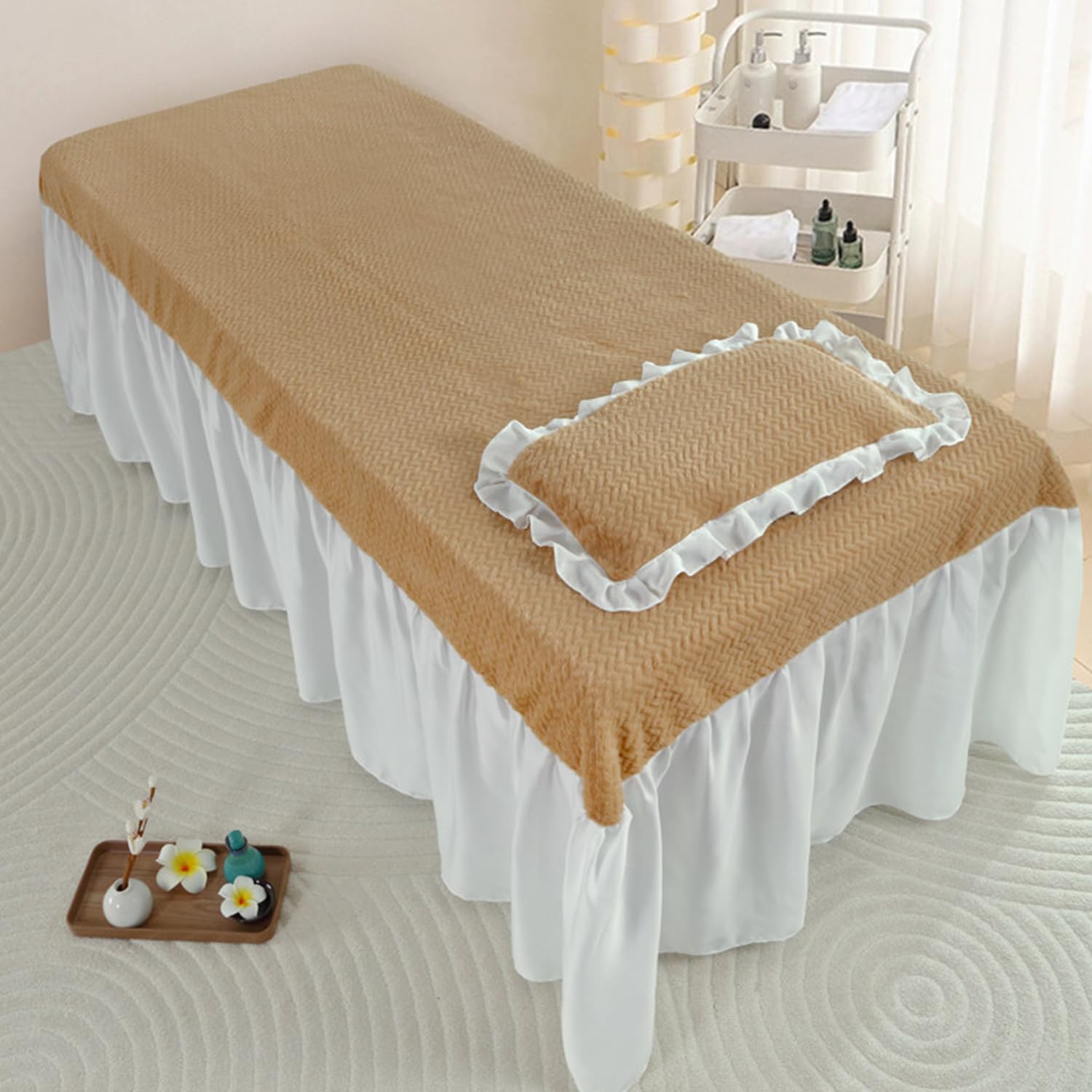 LDLCYCN Velvet Massage Table Bed Skirt Spa Bed Cover for Beauty Salon Tattoo Studio