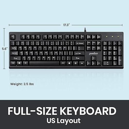 Miniatura 5 de Perixx PERIBOARD-517 - Teclado USB lavable con cable, certificado con nivel IP 65, negro, diseño en inglés de EE. UU