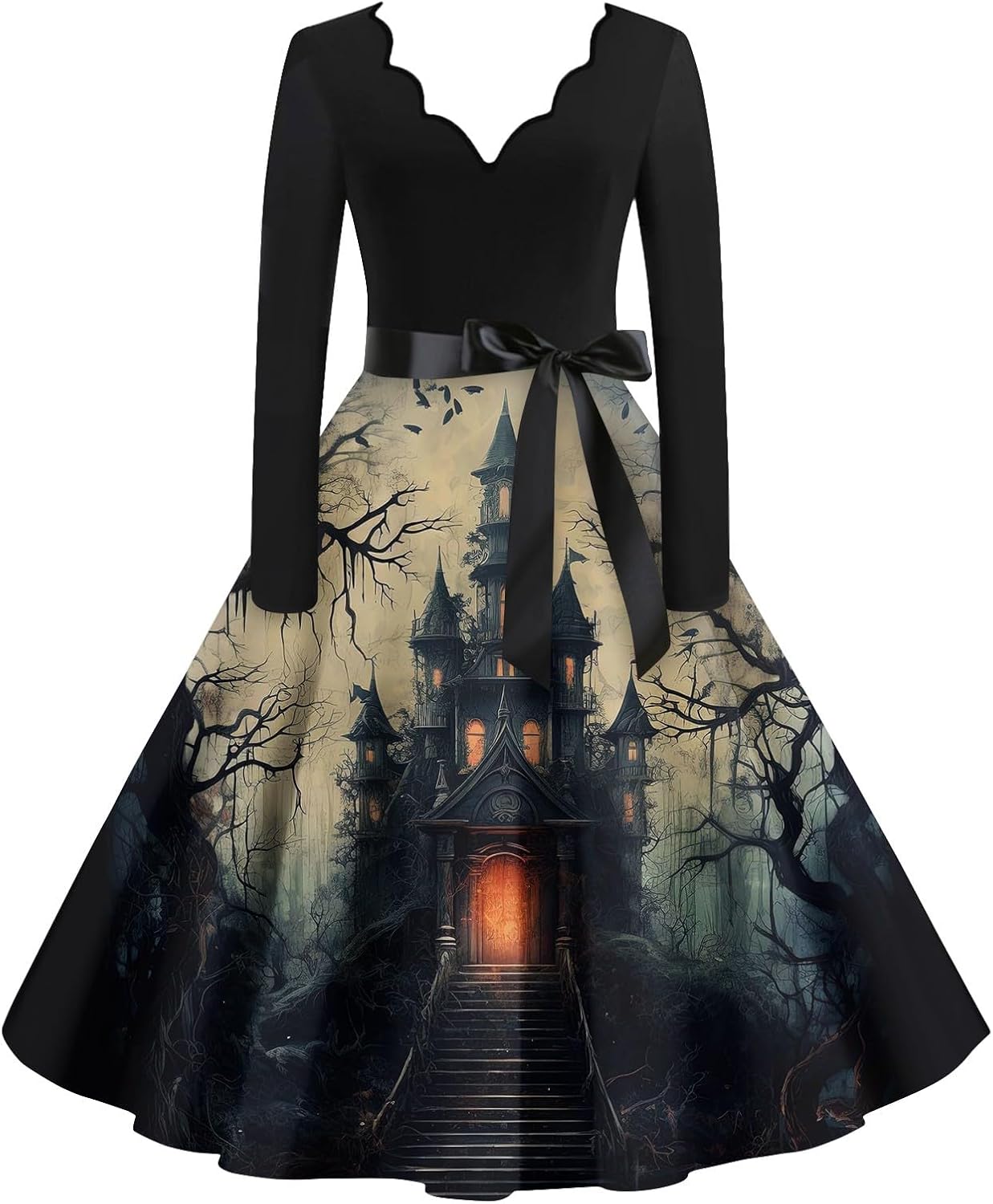 Vestido Medieval Gótico Para Mujer – Disfraz De Novia Cadáver, Pirata O Vampira, Manga Larga Y Cintura Alta Con Cordones, Para Halloween