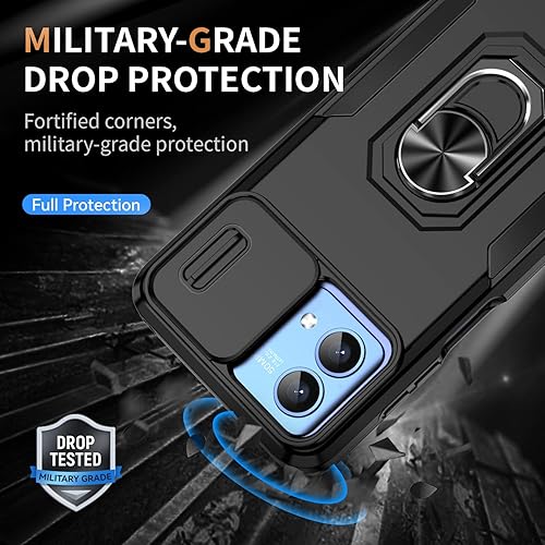 Miniatura 5 de Funda para Motorola Moto G Stylus 5G 2023 con cubierta para cámara deslizante, protector de pantalla de vidrio templado, anillo de protección
