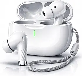 Fone de Ouvido Bluetooth 5.4 TWS Branco Sem Fio com Microfone, Controle Touch, Intra Auricular com Redução de Ruído, Estojo USB-C, Até 16h, Android e iPhone