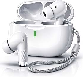 Fone de Ouvido Bluetooth 5.4 TWS Branco Sem Fio com Microfone, Controle Touch, Intra Auricular com Redução de Ruído, Estojo USB-C, Até 16h, Android e iPhone