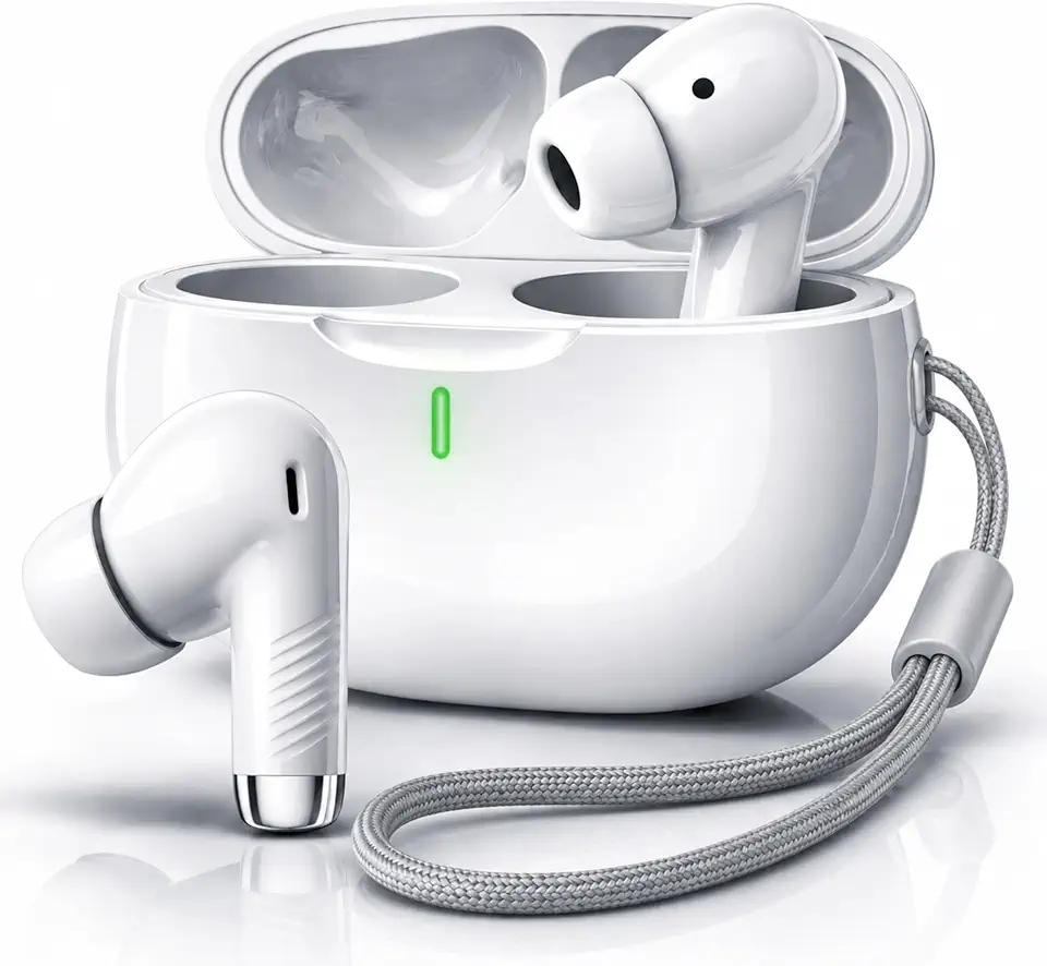 Fone de Ouvido Bluetooth 5.4 Sem Fio TWS Intra Auricular com Redução de Ruído, Controle Touch, Microfone Integrado, Estojo Carregador USB-C, Até 16h, Android e iPhone
