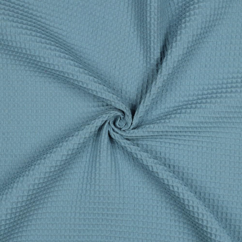 Vmg-Store 054 I Blue Heaven Waffle Pique Sold By The Metre 40 Colours Waffle Fabric 100% Cotton Fabric Tex Standard 100 (, 100 X 150 Cm)