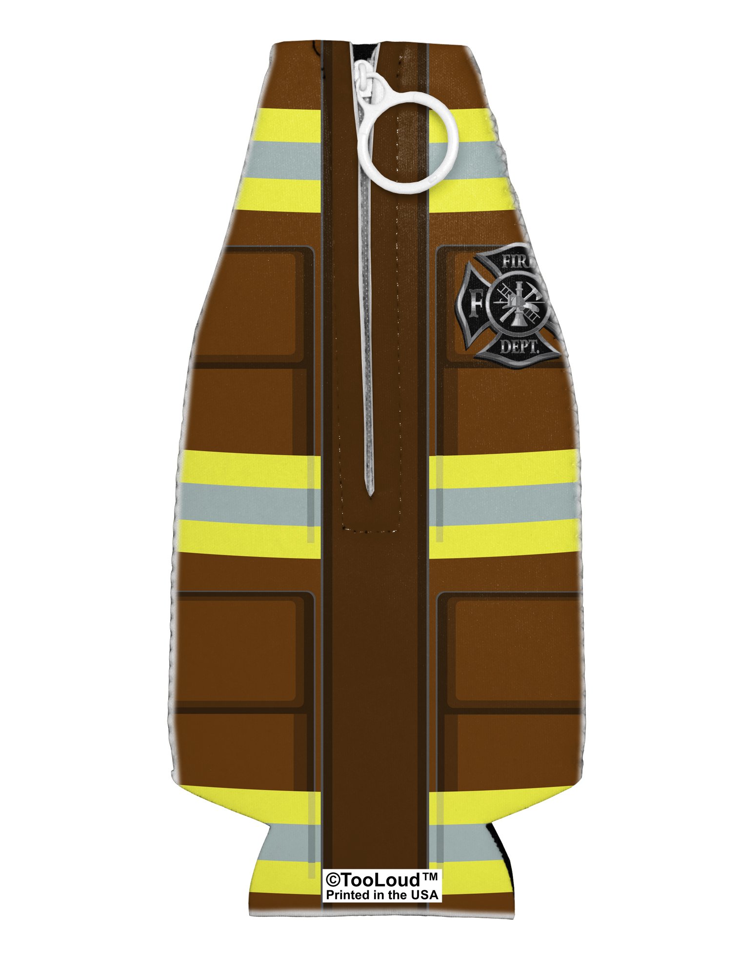 TooLoud Firefighter Brown AOP Collapsible Neoprene Bottle Insulator All Over Print