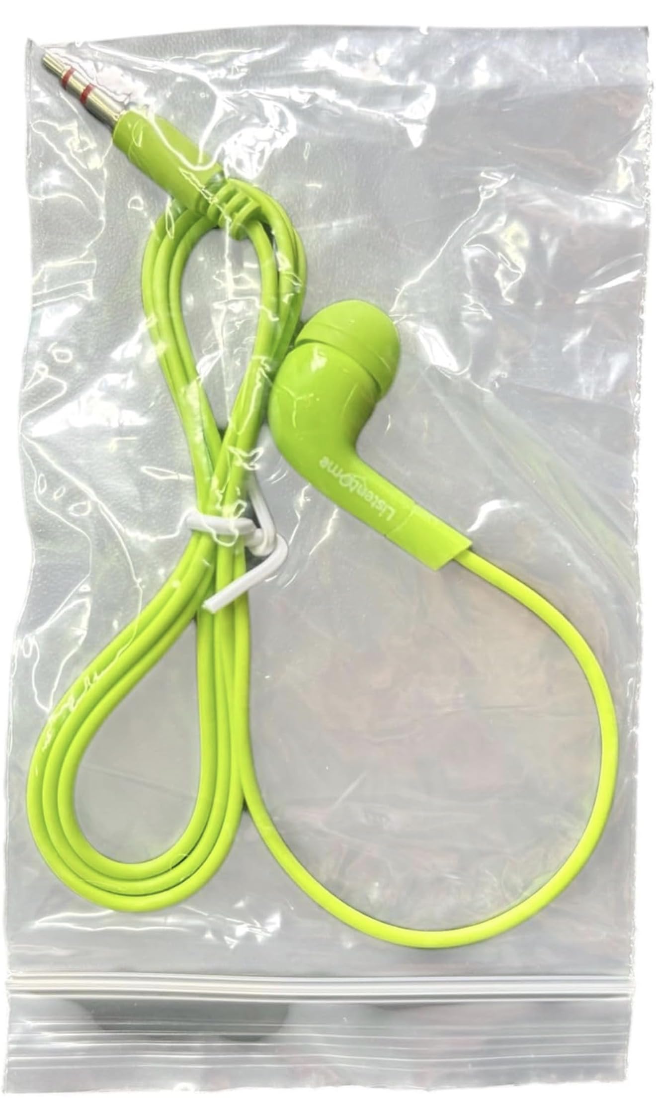 Confezione da 100 Auricolari Monouso In-Ear, Singolarmente Imbustati, Cavo da 80 cm, Spinotto da 3,5 mm, Colore Verde Lime