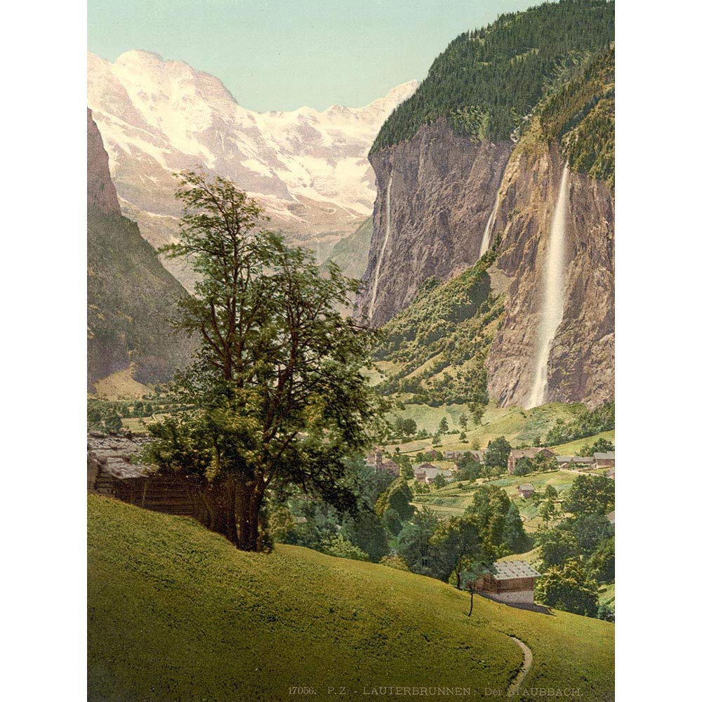 Wee Blue Coo Photograph Lauterbrunnen Valley Staubbach Waterfall Switzerland Art Print Poster Wall Decor 12X16 Inch