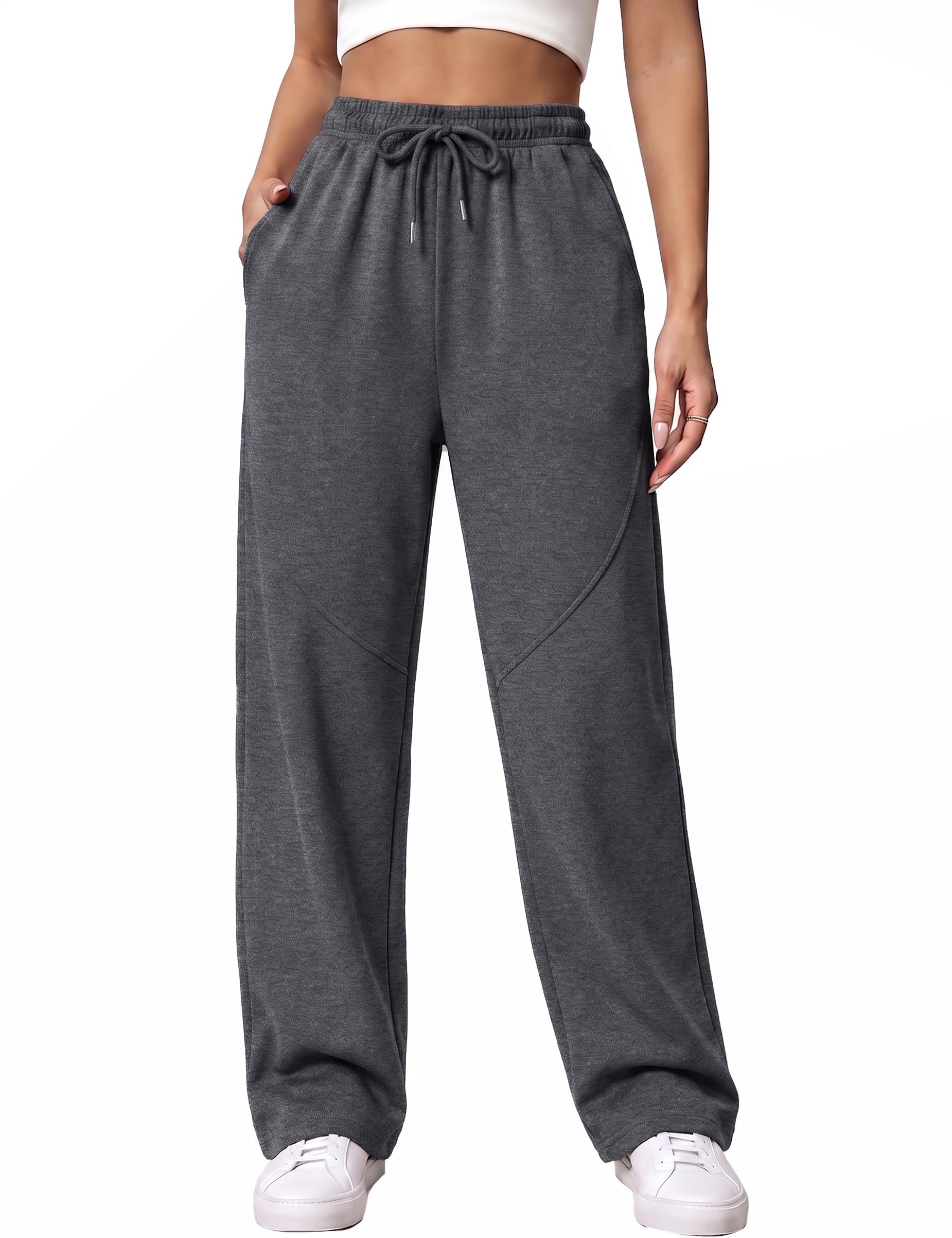 Litherday Jogginghose Damen Lang Weites Sporthose Baggy Freizeithose | Atmungsaktiv Trainingshose High Waist Freizeit Sweatpants für Fitness Yoga Joggen Alltag mit Kordelzug zwei Taschen