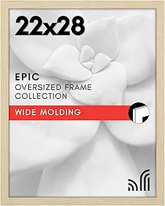 Americanflat 22x28 Poster Frame with Polished Plexiglass - Epic Collection - Gallery Wall Frames with Engineered Wood - Wide Photo Frame for Wall Display - Natural Oak