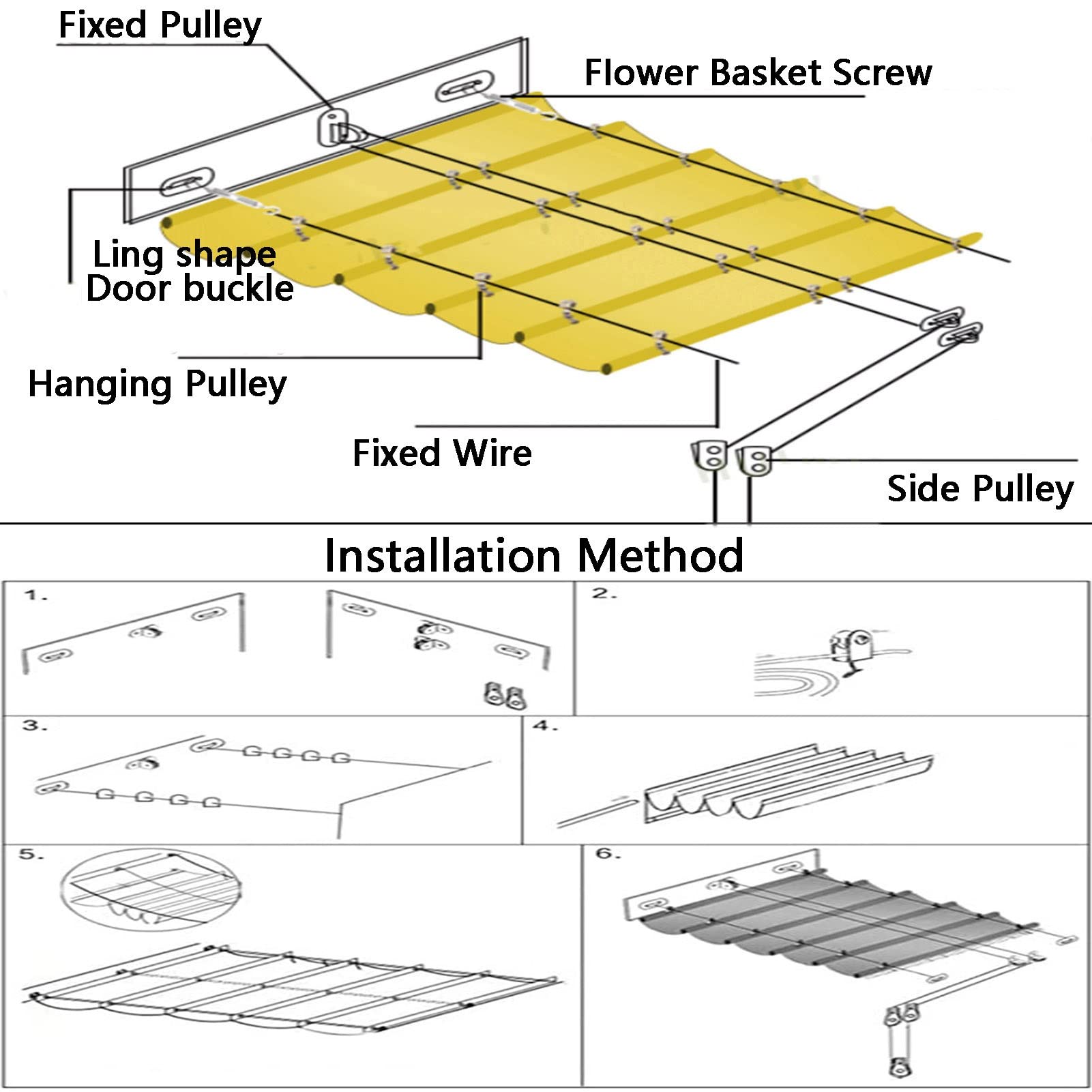 RetrattablWavSun - Baldacchino da esterno per patio, impermeabile e traspirante, include kit di installazione personalizzabile