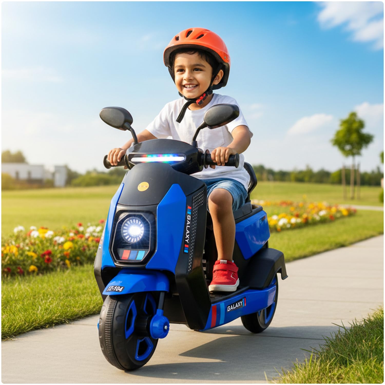 Toyzone Galaxy Electric Scooter - Blue | Rechargeable Scooty 6V | Powered by 4.5 ah Battery | Music Player with Bluetoooth & USB | 6 Month Warranty on Battery | Make in India | for Kids 2+ Years-image-10