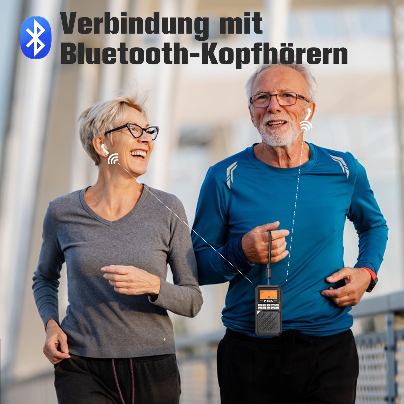 PRUNUS J-525 AM/FM/UKW Kleines Radio mit Bluetooth- Kopfhörern Verbunden, Digital Radio mit 2500mah Akku, Mini Radio unterstützt Manuelle Senderspeicher, Sleep Timer, 3,5-mm-Klinke, MP3/TF