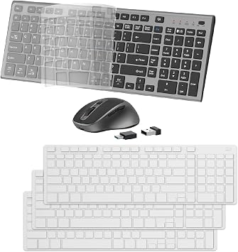 FENIFOX Rechargeable Wireless Keyboard and Mouse + 3-Pack Replacement Skin Combo