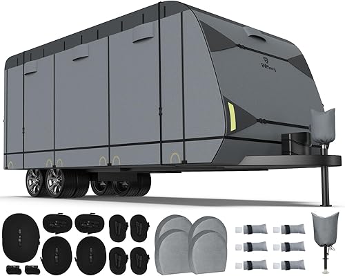 RVMasking Cubierta de remolque de viaje de 7 capas para autocaravana de 24 pies 1 a 26 pies, resistente al viento, antidesgarros, anti-UV, con 4