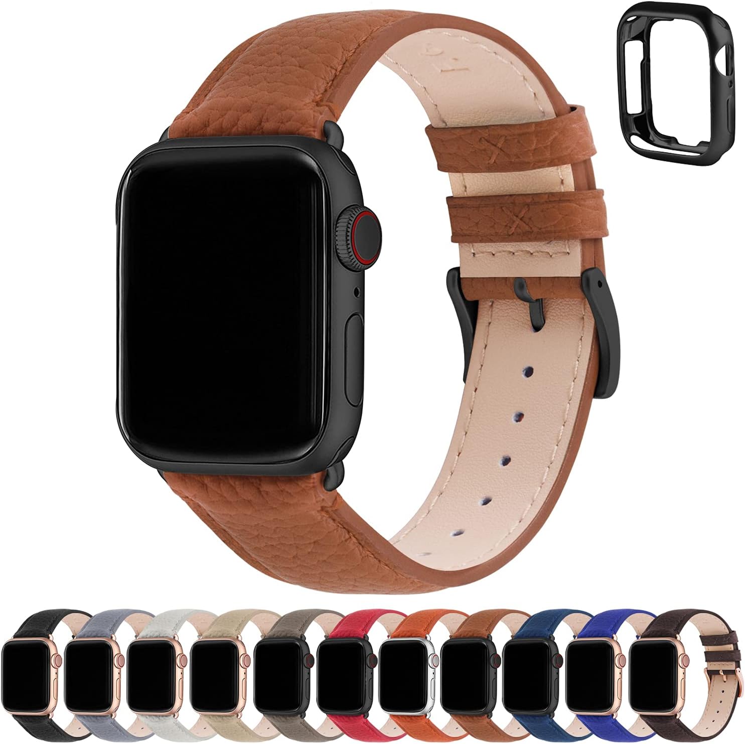 FullmosaCompatible Apple Watch Strap 38 40 41 42 44 45 49mm, Leather Compatible iWatch Band Compatible Apple Watch Ultra SE SE2 8 7 6 5 4 3 2 1 for Men Women(Watch Not Included)