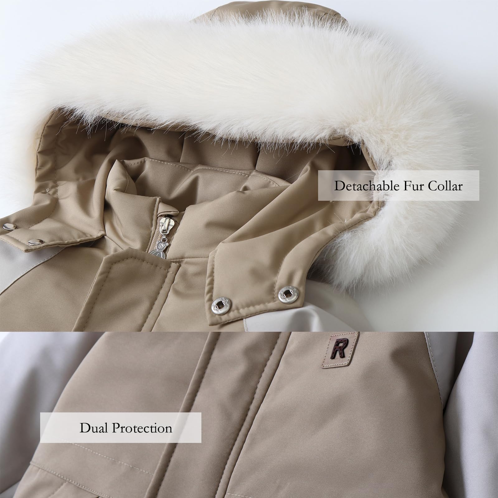Tuta da Neve da Neonato Bambino con Cappuccio Pellicia Impermeabile Bimbo Tuta da Sci Inverno Pagliaccetto Fodera in Pile Bambina Cappotto Antivento