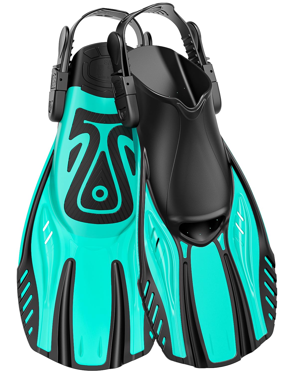 Arlierss Aletas de Snorkel Adultos, Aletas de Natación Ajustables Unisex, Aletas de Buceo Tamaño de Viaje Adulto Hombres Mujeres para Nadar,Bucear