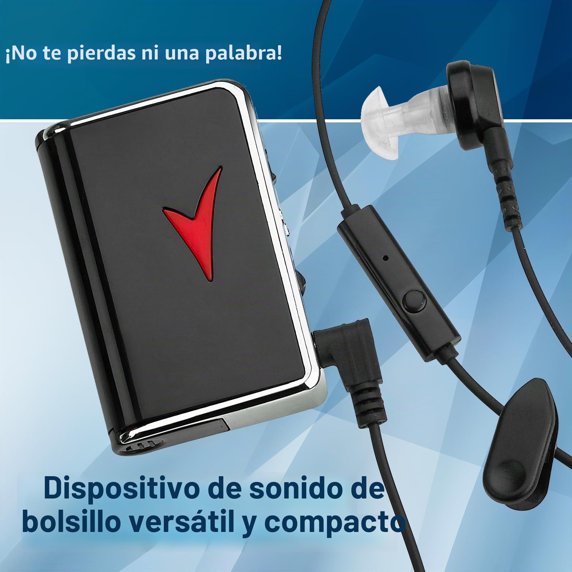 Amplificador de sonido personal - Dispositivo amplificador de audio personal y dispositivo potenciador de voz para ganancia de sonido de 50dB, hasta 30 metros de distancia, dispositivos auditivos de