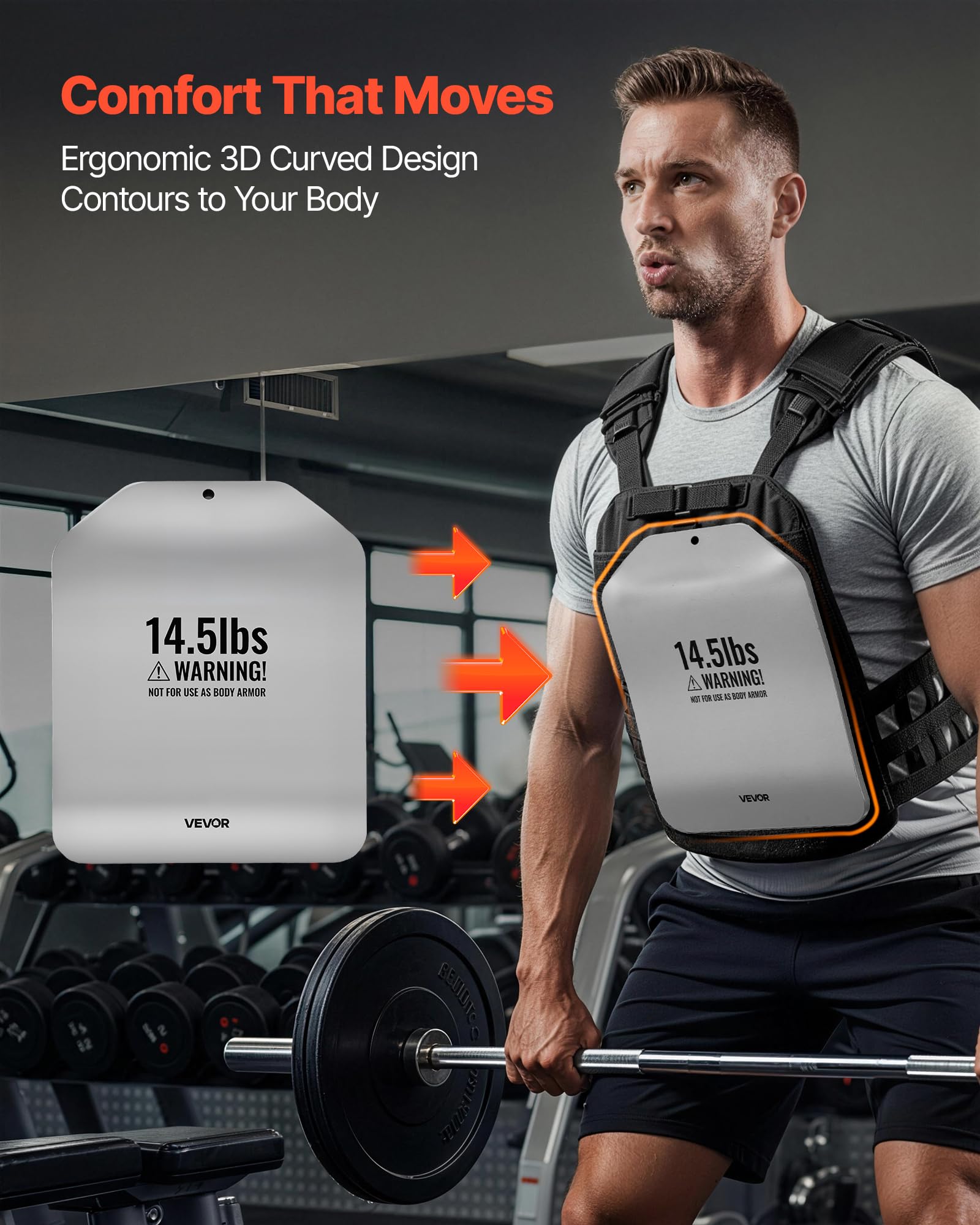 VEVOR Gewichtsplatten für Gewichtswesten 13,2 kg Set (2 x 6,6 kg), Gebogene Gewichtswestenplatten für WODs & Funktionelles Training, Ergonomisches Zusatzgewicht für Krafttraining, Laufen und Fitness