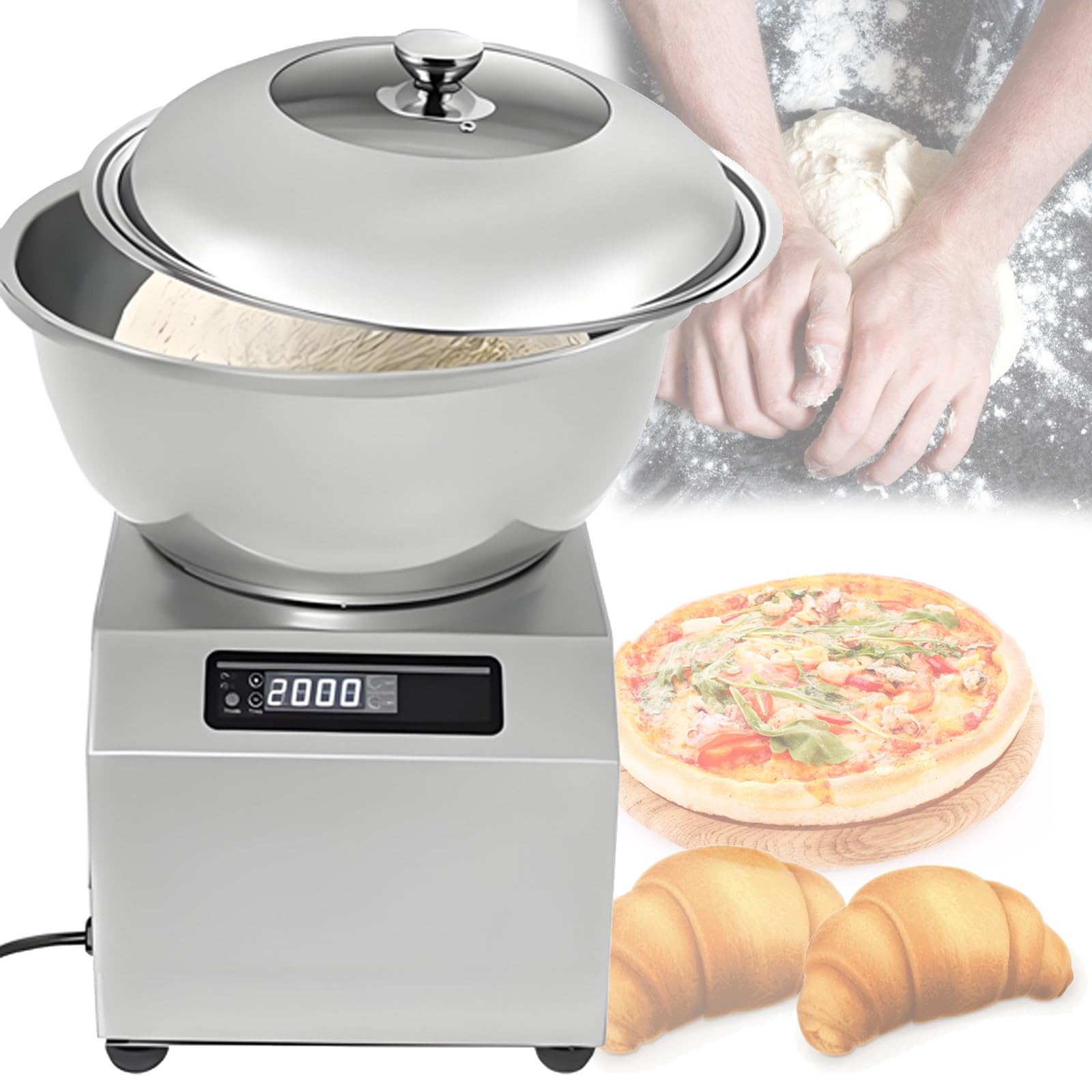 Impastatrice a Spirale elettrica in Acciaio Inox da 5 kg - Impastatrice a Spirale elettrica per ristoranti, panetterie, pizzerie - Impastatrice Commerciale con Funzione Timer da 30 Minuti
