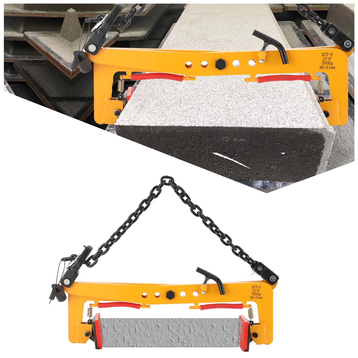 Bordsteinzange 350kg Hebezange Bordstein Steingreifer Versetzzange Bordsteinträger Treppenstufenzange Pflasterzange Steinklemme Zange Werkzeug Einstellbare 30-51 CM