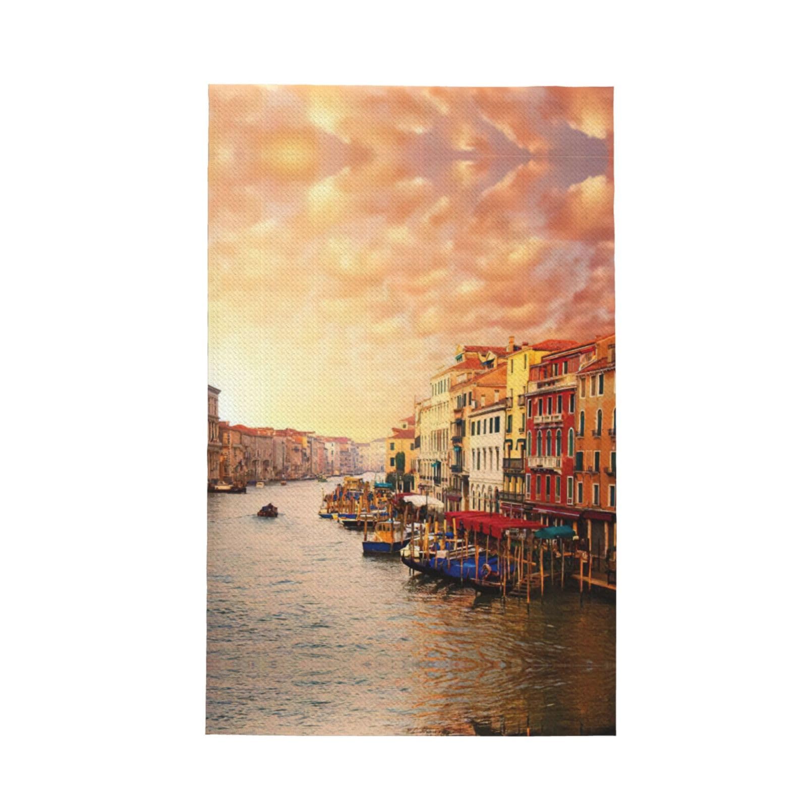 Xxahnbm Black Beautiful Venice Canal View Print Waffle Kitchen Towel,Absorbent Hand Towel