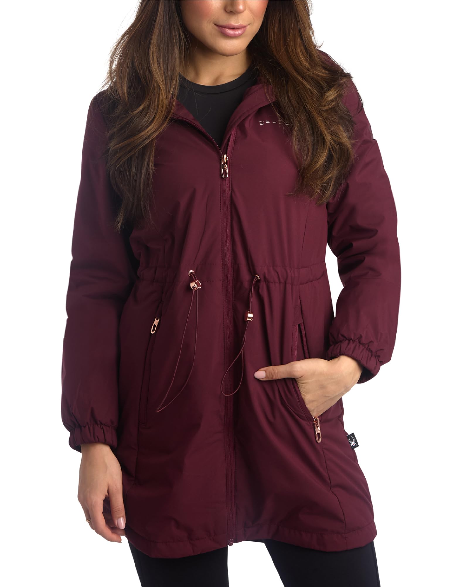 Spyder Womens Windbreaker Jacket - Wind and Water Resistant Midweight Cinched-Waisted Insulated Long Jackets for Women