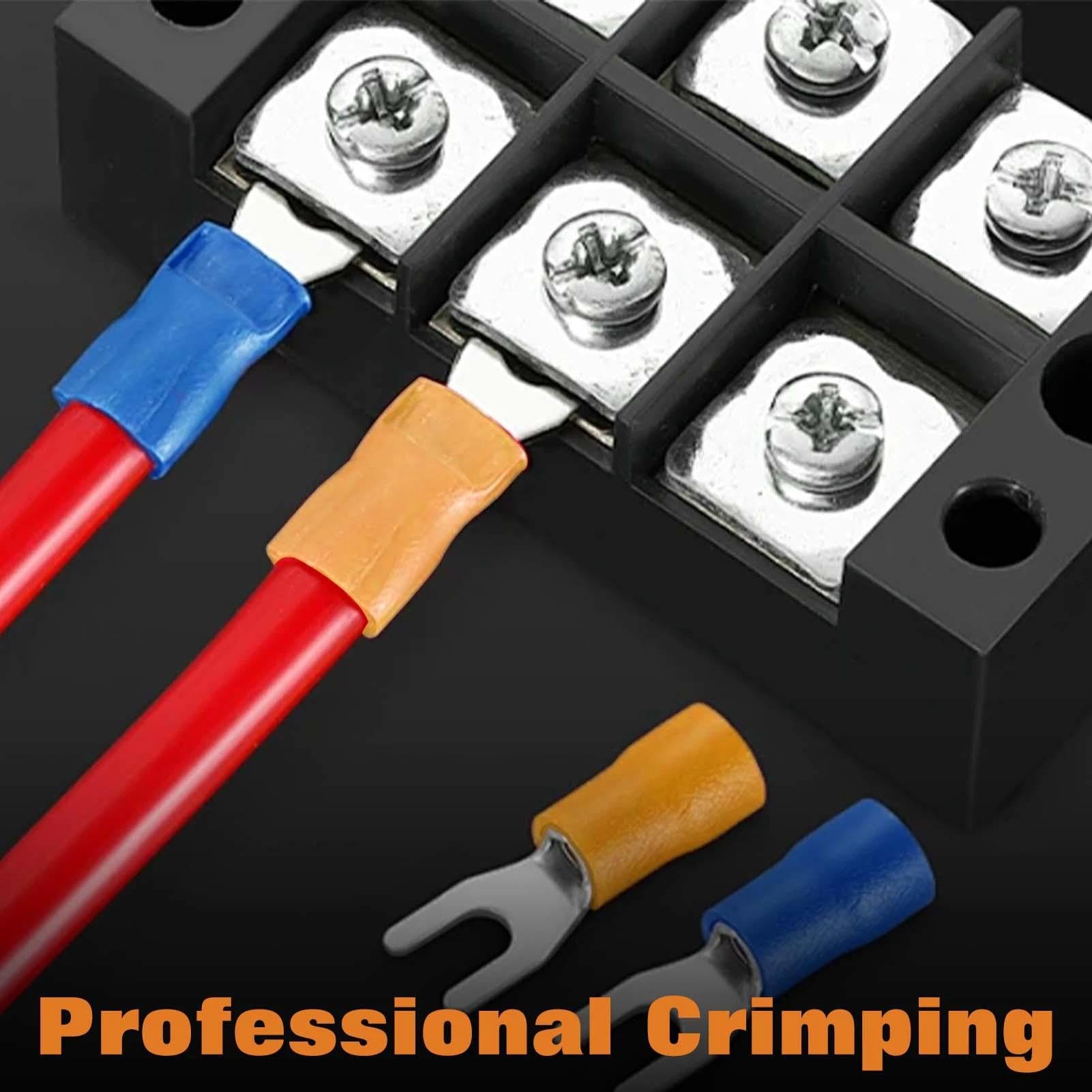 LEONTOOL Crimpadora de alambre Juego de herramientas de prensado Terminales de alambre Herramientas Juego de 850 piezas Conjuntos de terminales Herramienta de prensado eléctrica AWG 24-10 24-14 14-10