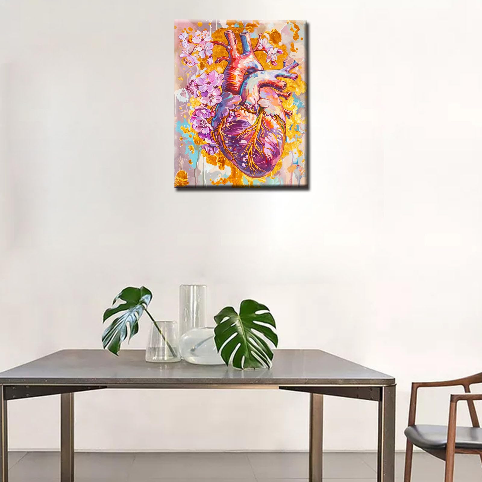 Kit Peinture Par Numéros Anatomie Cœur Floral - Toile 40x50cm - Loisir Créatif Adultes Débutants