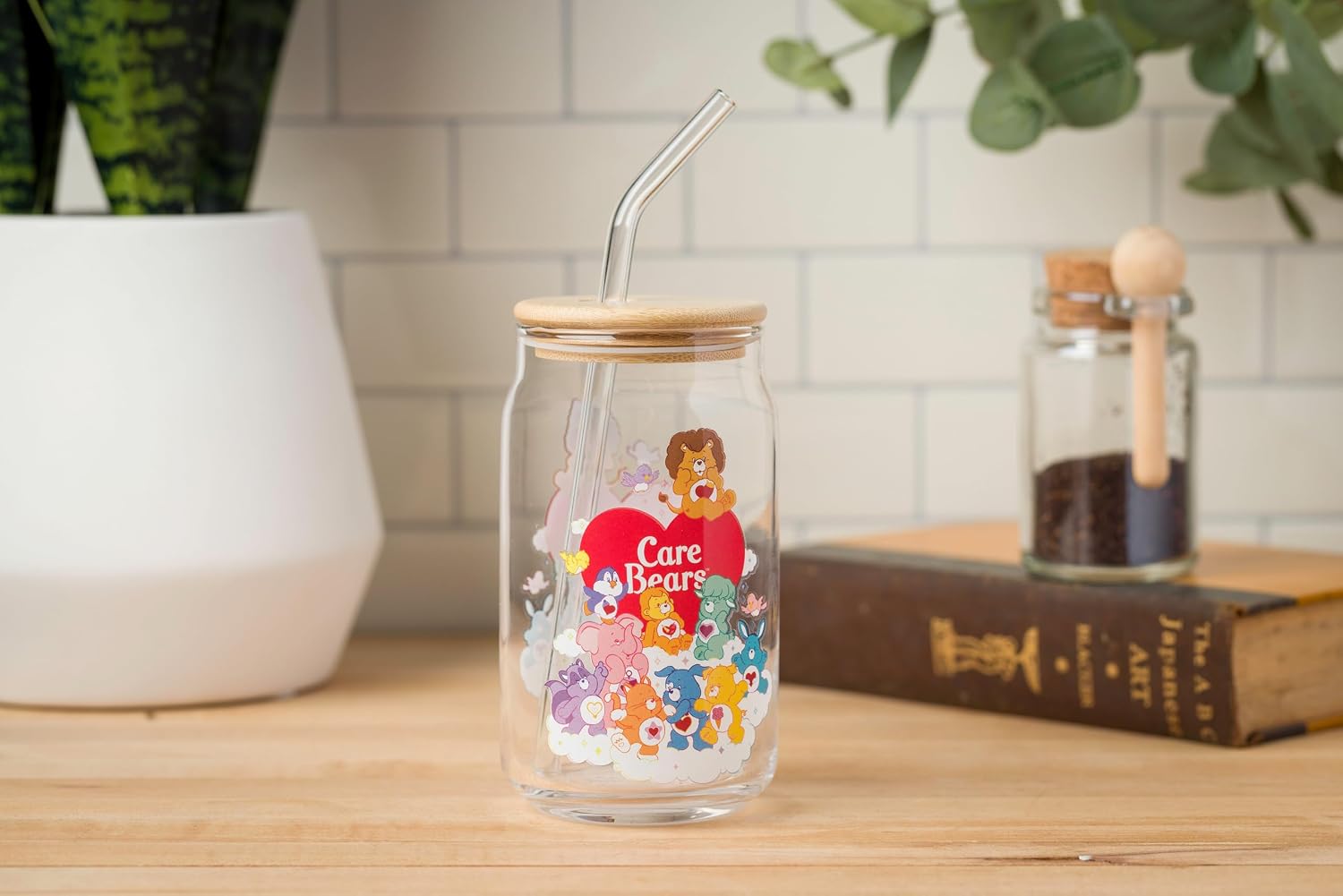 Silver Buffalo Care Bears Heart Cousins Treat Pig, Glass Jar Tumbler, 16oz