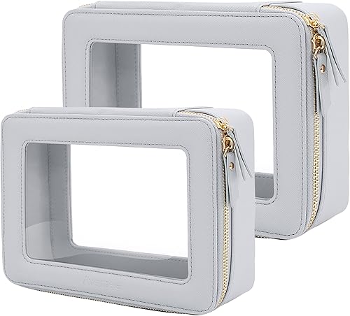 Miniatura 36 de Aveniee Bolsa organizadora de maquillaje transparente, bolsa de aseo de viaje, estuche cosmético para mujeres, bolsa portátil de maquillaje