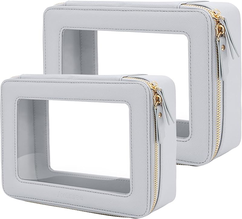 Necessaire organizadora transparente Aveniee para maquiagem, conjunto com 2, tamanhos médio e grande, azul