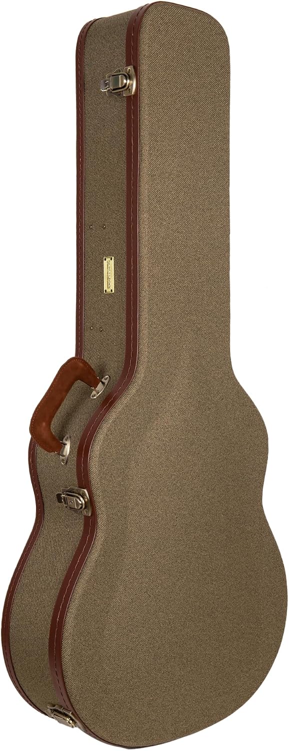 Crossrock Master Series Super Jumbo Guitar Case for Gibson SJ-200 | Olive Green Eco Tweed Fabric, Re-Engineered Shell, Leather Handle & Custom Forest Green Velvet Interior (CRW700SBGN)