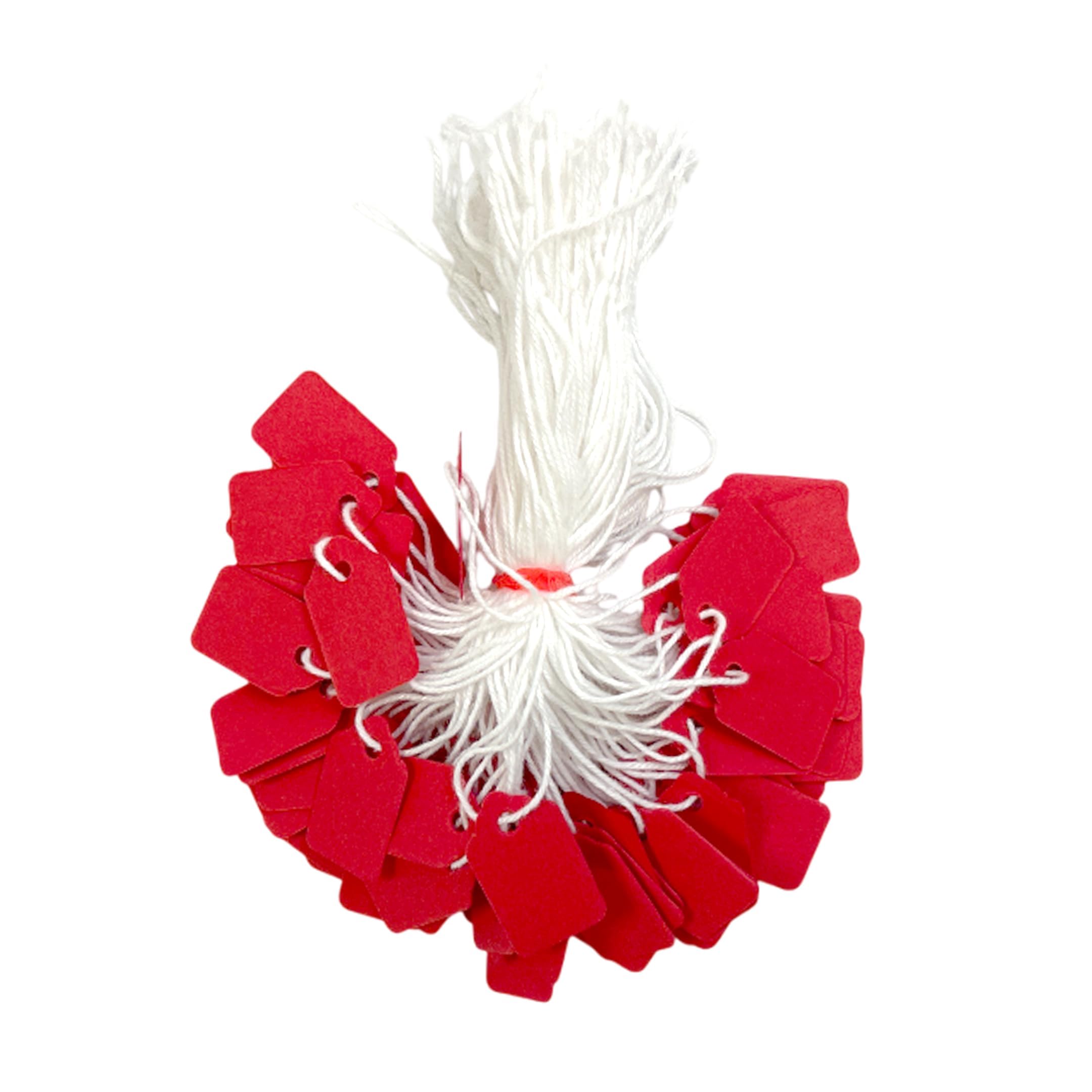 Pack of 200 Small Red Strung Tags Price Tickets 13 x 20mm