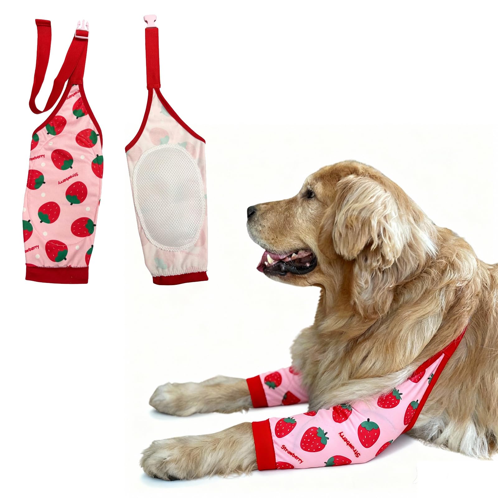 Blue Dream Island Dog Front Leg Braces Recovery Sleeve,Dog Elbow Joint Protector Cover Pet Knee Brace for Small Medium Large Dogs Prevent Licking Wound_2XL(Pink Strawberry)